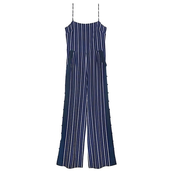 NWT L’AGENCE Silk Stripe Wide Leg Square Neck Sleeveless High Rise Jumpsuit XS - Picture 11 of 12